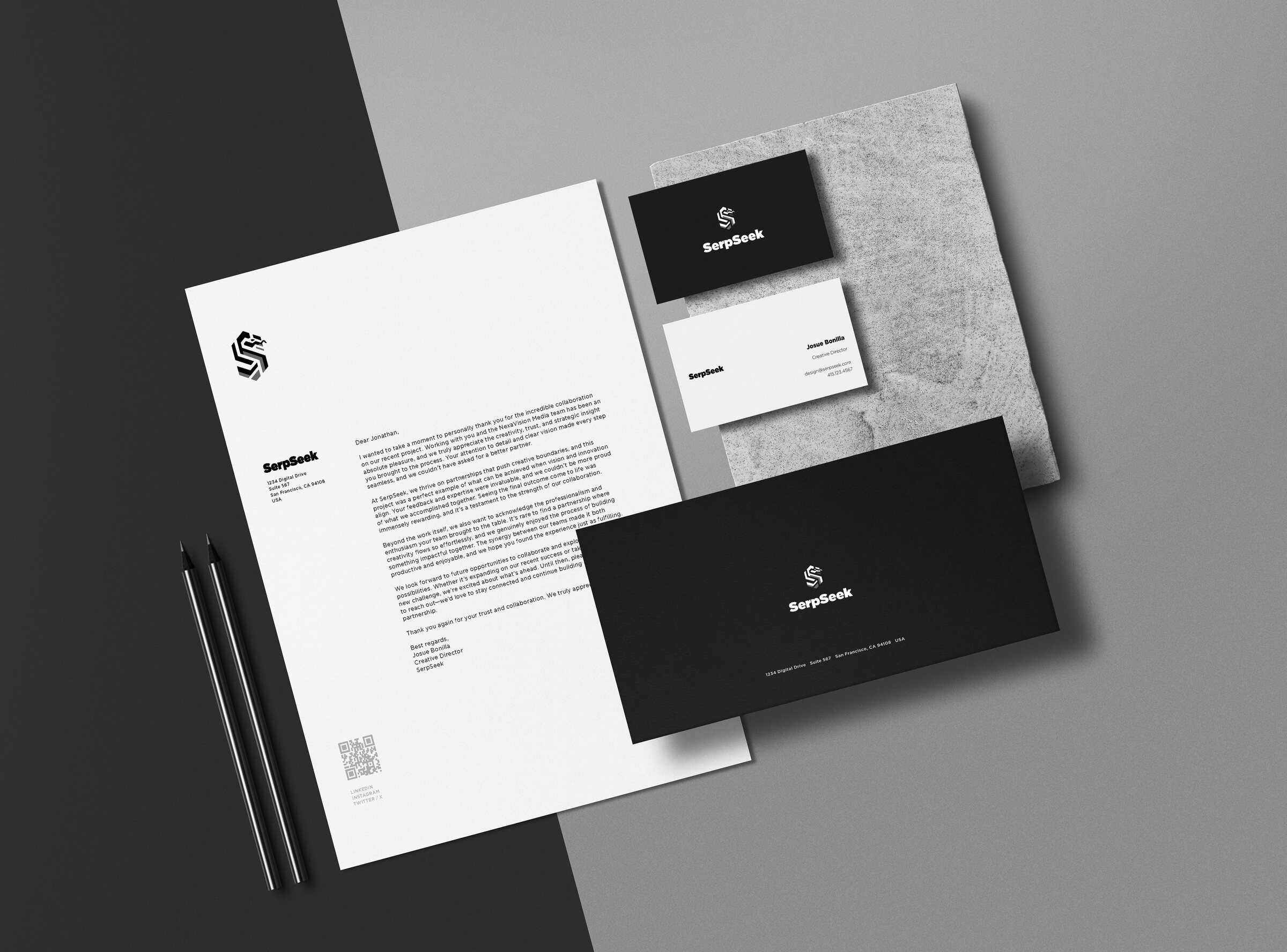 SerpSeek — SerpSeek stationery and business card identity system