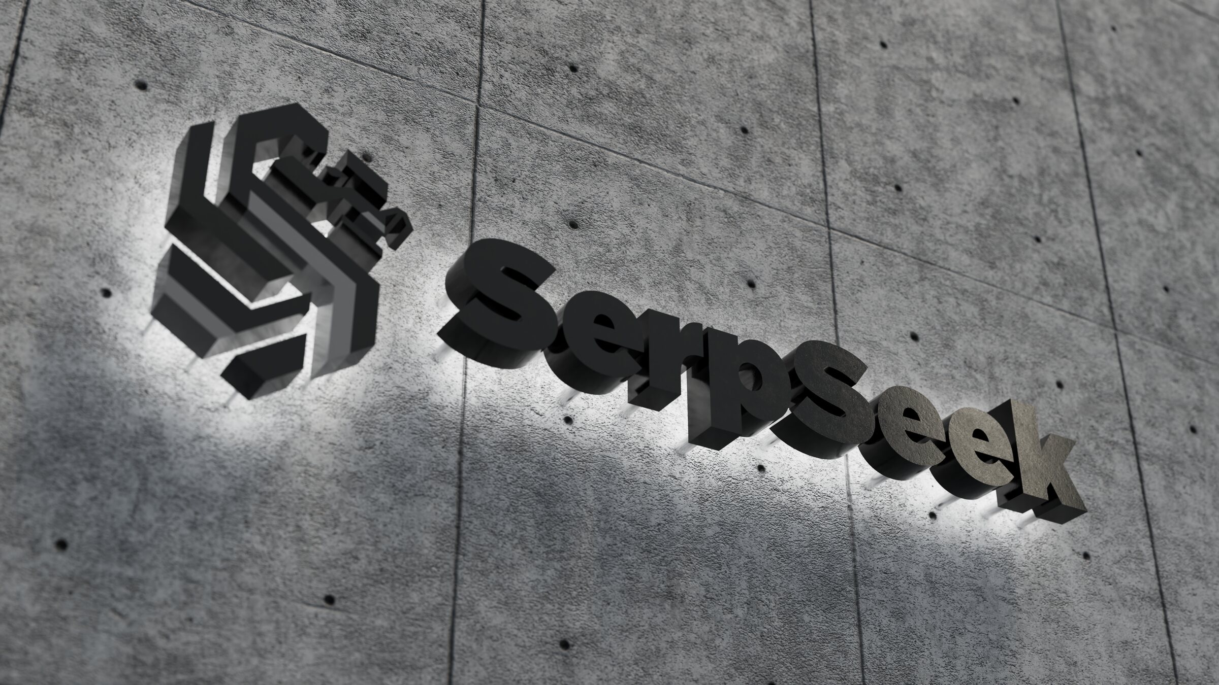 SerpSeek — Dimensional SerpSeek logo presentation